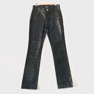 Guess Jeans- Vintage Glamour Black “G” Leather Like Denim Jeans